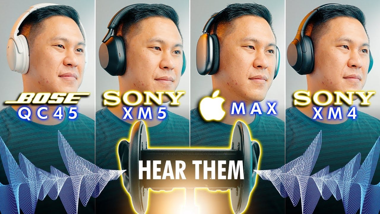 Jämförelse av Sony WH-1000XM5, XM4, Apple AirPods Max och Bose QuietComfort 45