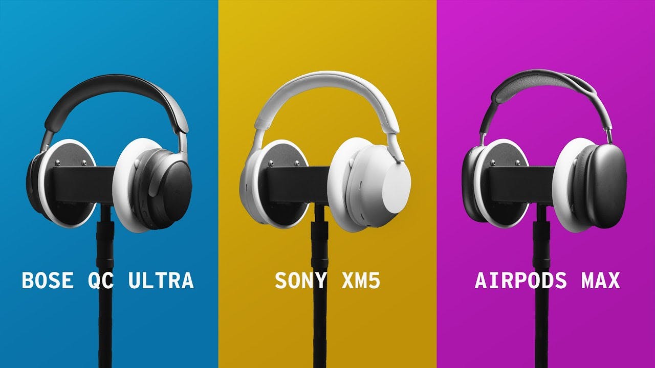 Jämförelse av brusreducerande hörlurar: Sony WH-1000XM5, Bose QuietComfort Ultra och Apple AirPods Max