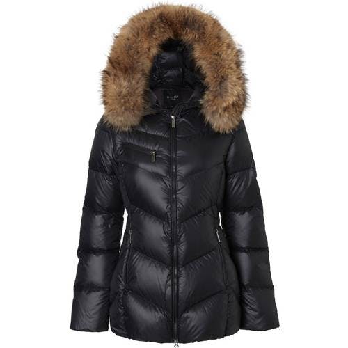 Hollies Nathalie Long Down Jacket - Black/Nature