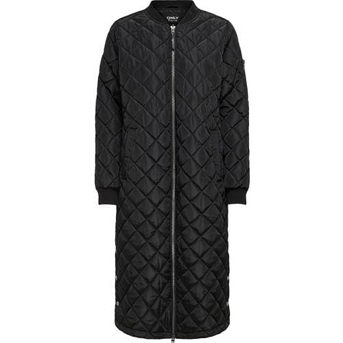 Only Jessica Quilted Long Coat - Black