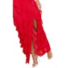 PrettyLittleThing Cold Shoulder Ruffle Detail Maxi Dress - Red