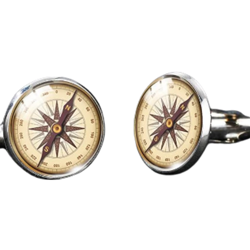 Shein 1pair Fashionable Compass Pattern Cufflinks For Men For Daily Decoration