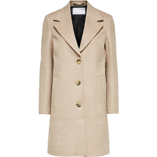 Selected Sasja Single Breasted Coat - Beige