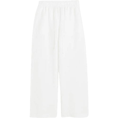 H&M Linen Blend Pull On Trousers - White