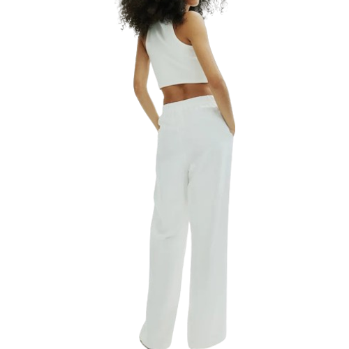 H&M Linen Blend Pull On Trousers - White