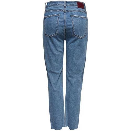 Only Emily Hw Cropped Ankle Straight Fit Jeans - Blue Light Denim