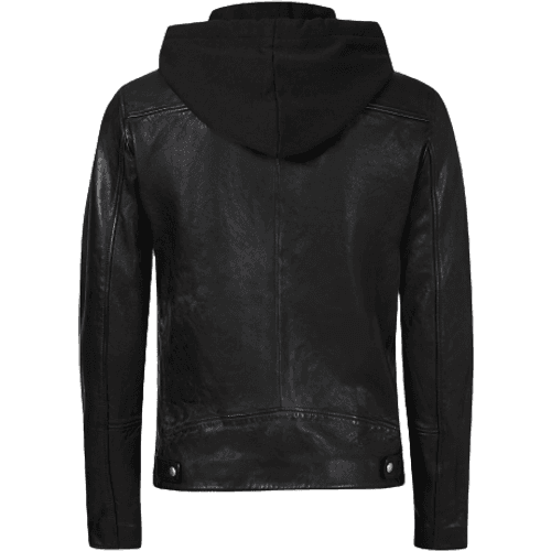 AllSaints Harwood Leather Hooded Biker jacket - Black