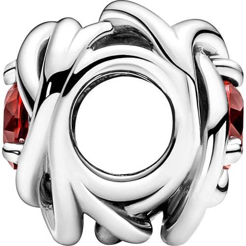 Pandora July Eternity Circle Charm - Silver/Light Red
