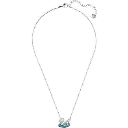 Swarovski Iconic Swan Necklace - Silver/Blue/Transparent