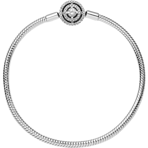 Pandora Moments Halo Snake Chain Bracelet - Silver/Transparent