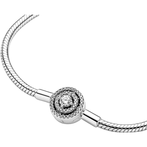 Pandora Moments Halo Snake Chain Bracelet - Silver/Transparent