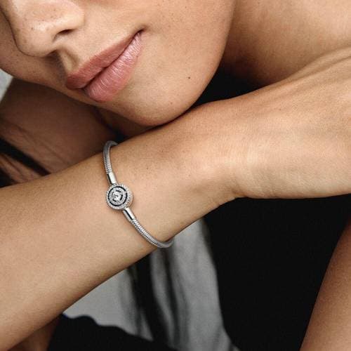 Pandora Moments Halo Snake Chain Bracelet - Silver/Transparent