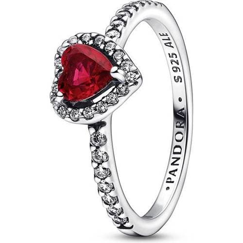 Pandora Elevated Heart Ring - Silver/Red/Transparent