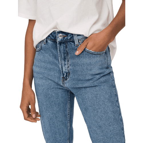 Only Emily Hw Cropped Ankle Straight Fit Jeans - Blue Light Denim