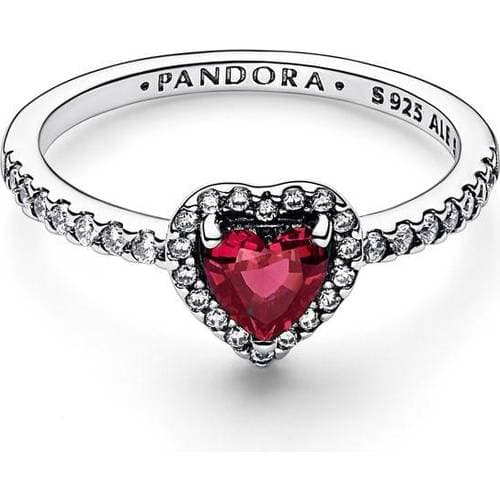 Pandora Elevated Heart Ring - Silver/Red/Transparent