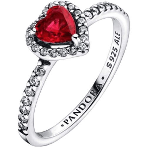 Pandora Elevated Heart Ring - Silver/Red/Transparent