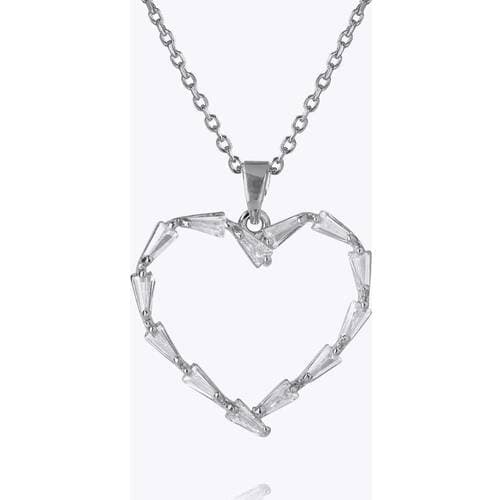 Caroline Svedbom Baguette Heart Necklace Rhodium Crystal