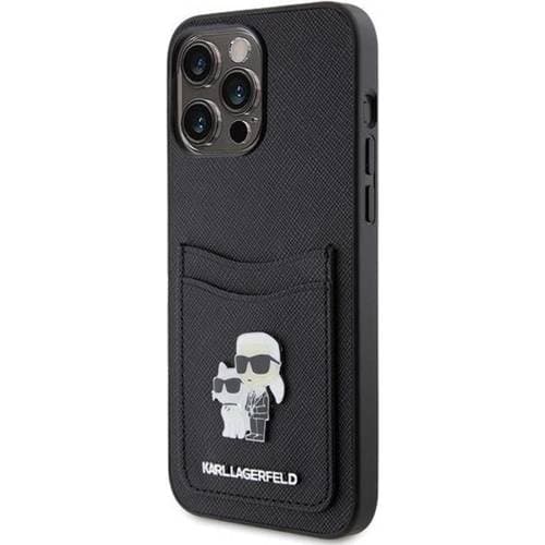 Karl Lagerfeld Karl&Choupette Metal Logo Saffiano Card Case for iPhone 15 Pro Max