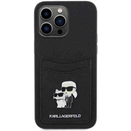 Karl Lagerfeld Karl&Choupette Metal Logo Saffiano Card Case for iPhone 15 Pro Max