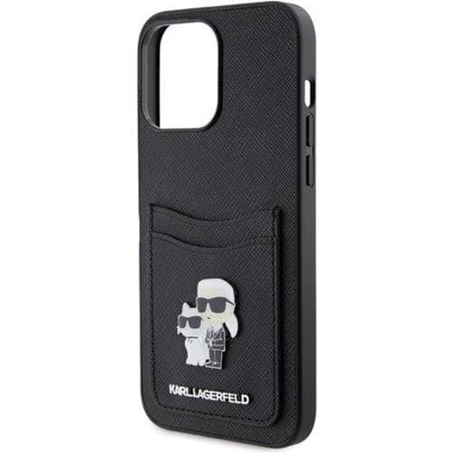 Karl Lagerfeld Karl&Choupette Metal Logo Saffiano Card Case for iPhone 15 Pro Max