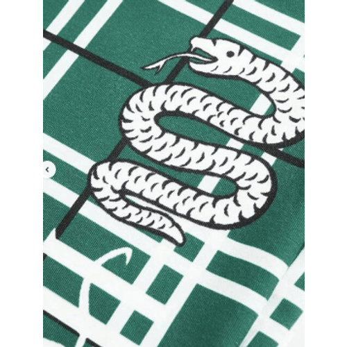 Shein ROMWE Women's Letter & Snake Print Top And Plaid Pants Pajama Set