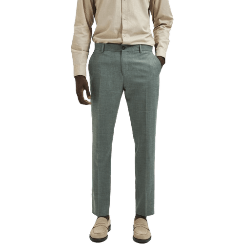 Selected Oasis Slim Fit Suit Trousers - Light Green Melange