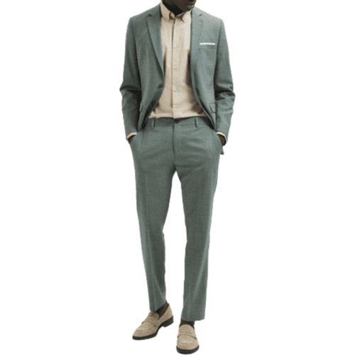 Selected Oasis Slim Fit Suit Trousers - Light Green Melange