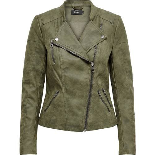 Only Ava Imitation Leather Jacket - Green/Kalamata