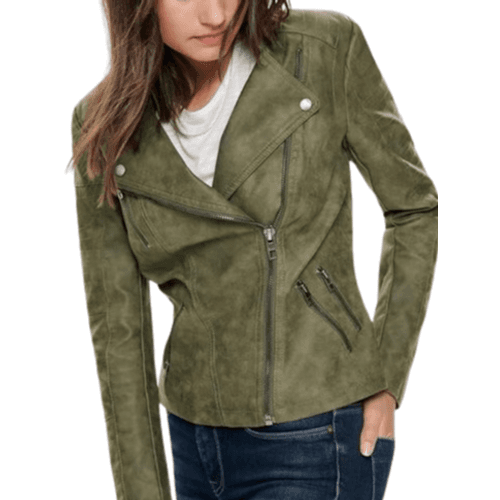 Only Ava Imitation Leather Jacket - Green/Kalamata