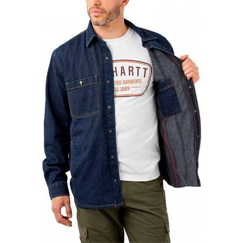 Carhartt Relaxed Fit Denim Fleece Lined Snap-Front Shirt Jacket - Glacier