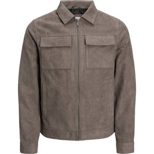 Jack & Jones Rocky Payton Faux Leather Jacket - Brown/Falcon