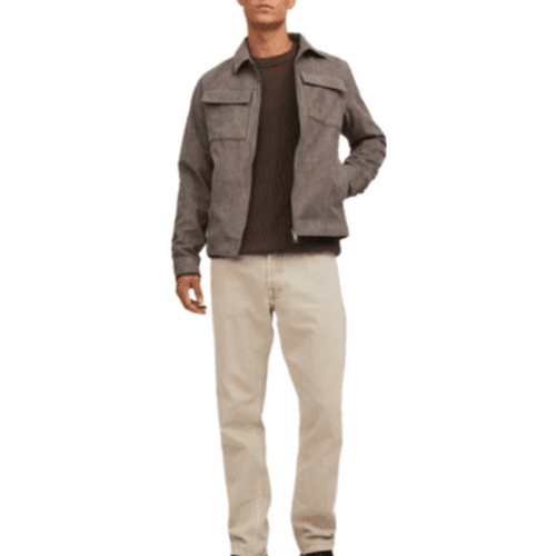 Jack & Jones Rocky Payton Faux Leather Jacket - Brown/Falcon