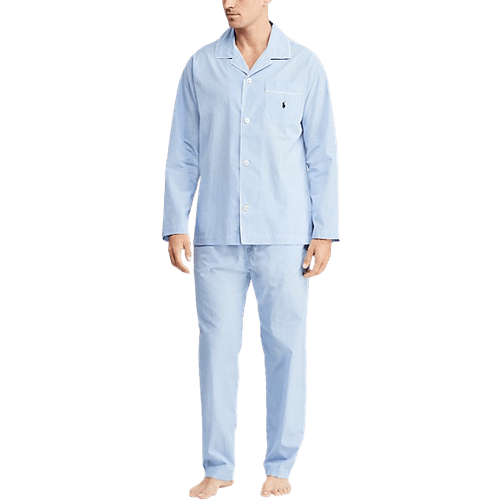 Polo Ralph Lauren Poplin Long Sleep Set - Light Blue Mini Gingham