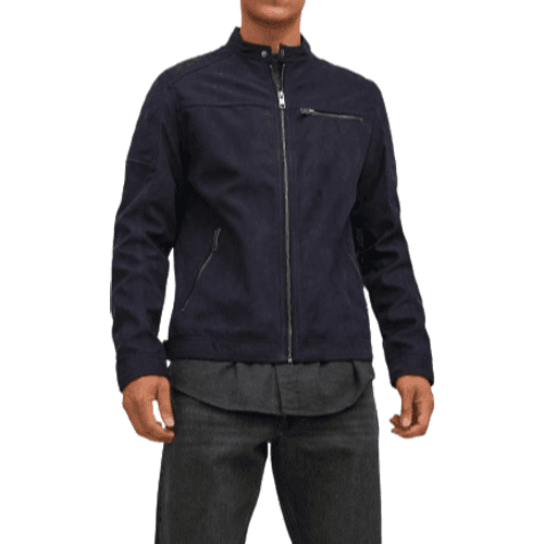 Jack & Jones Rocky Faux Suede Jacket - Blue/Jet Black