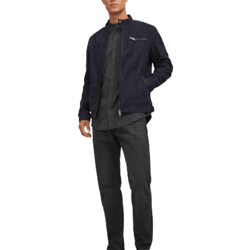 Jack & Jones Rocky Faux Suede Jacket - Blue/Jet Black