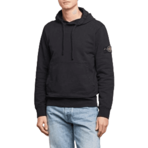 Stone Island Garment Dyed Cotton Fleece Hood - Black