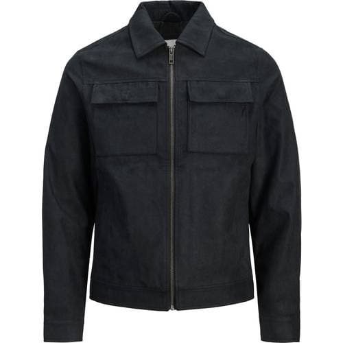 Jack & Jones Rocky Payton Faux Leather Jacket - Black/Jet Black