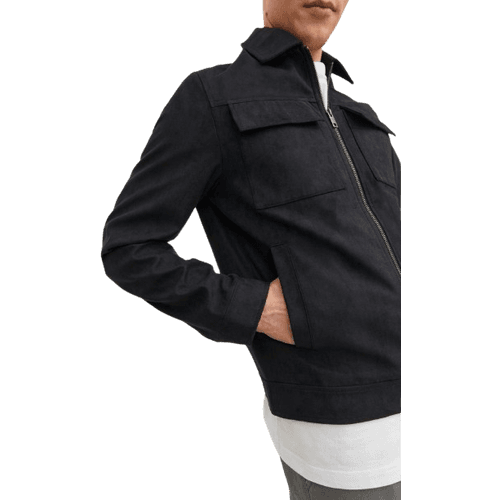 Jack & Jones Rocky Payton Faux Leather Jacket - Black/Jet Black