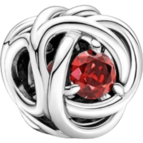 Pandora July Eternity Circle Charm - Silver/Light Red